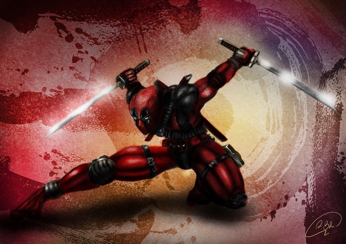 Deadpool with two swords