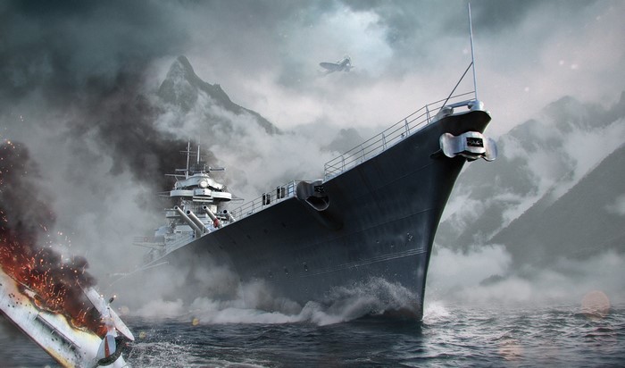 World of Warships Bismarck in battle