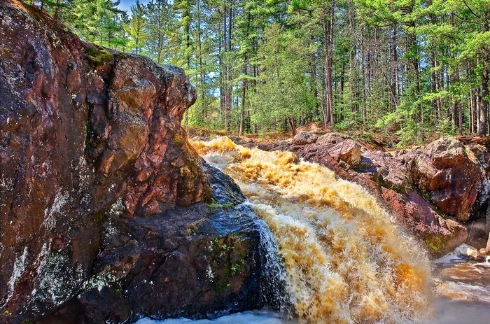 Waterfall in a forest in Wisconsin, USA