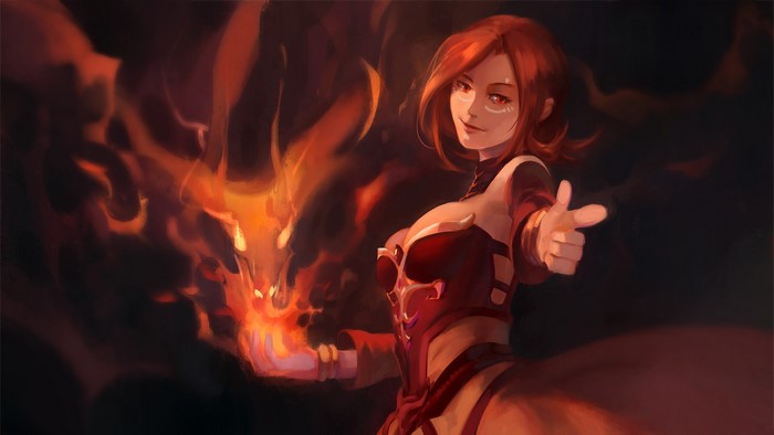 Lina from DOTA 2 conjures fire