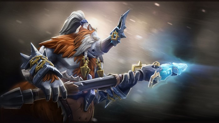 Magnus from DOTA 2 holding a staff