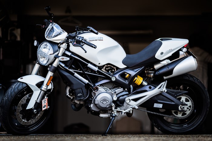 White Ducati Monster Motorcycle