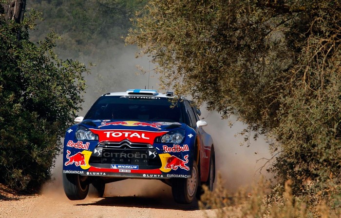 Citroen DS3 WRC rally car on a dirt road