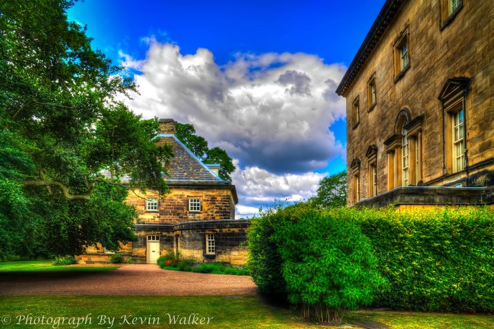 Nostell Houses England with Clouds and Shrubs