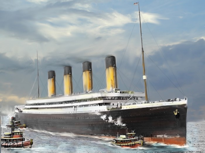 RMS Olympic in New York Harbor