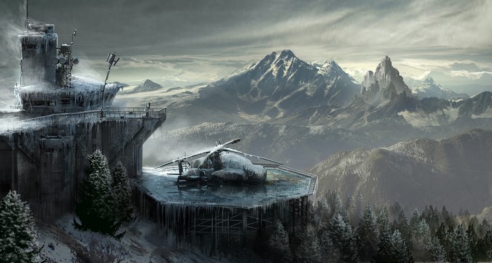 Rise of the Tomb Raider helicopter in mountains