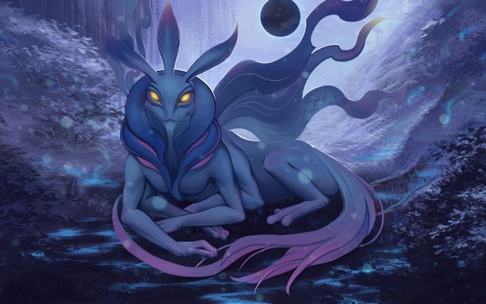Puck from DOTA 2 in a mystical forest