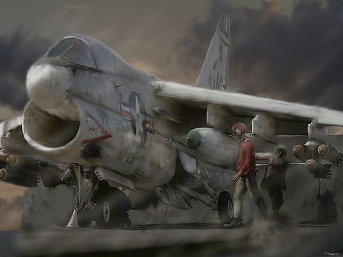 LTV A-7 Corsair II airplane on a tarmac
