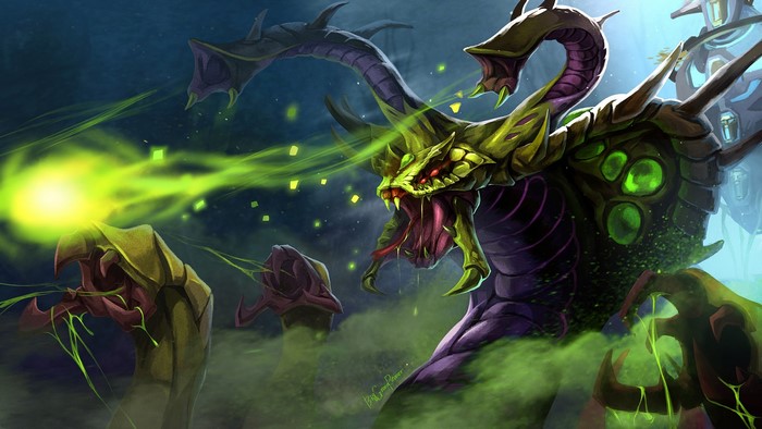 Venomancer from DOTA 2 attacking with poison