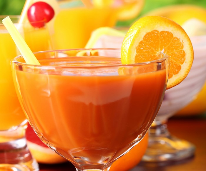 Orange Juice with Orange Slice and Cherry