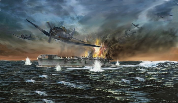 Battle of Midway: Aircraft Attack on Carrier