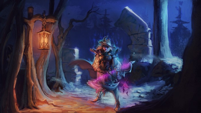 Dota 2 Archer in a dark forest