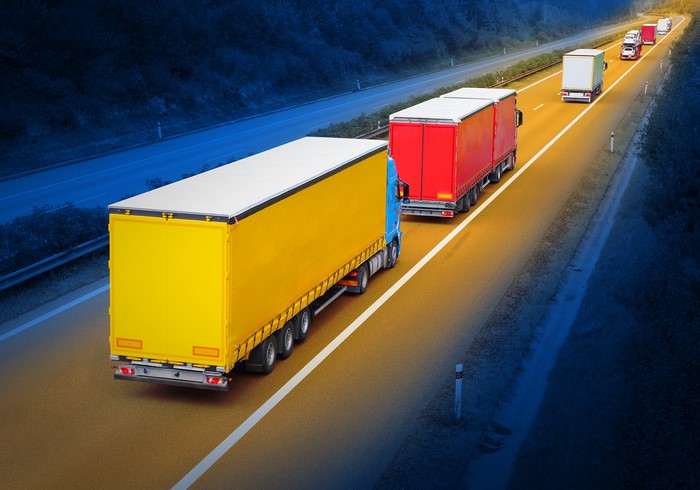 Trucks on a highway