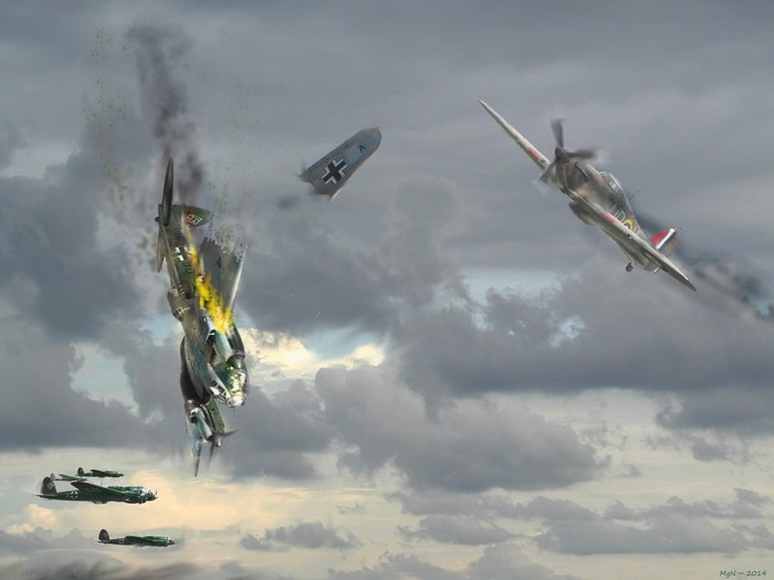 WWII Air Battle with He-111 Bomber
