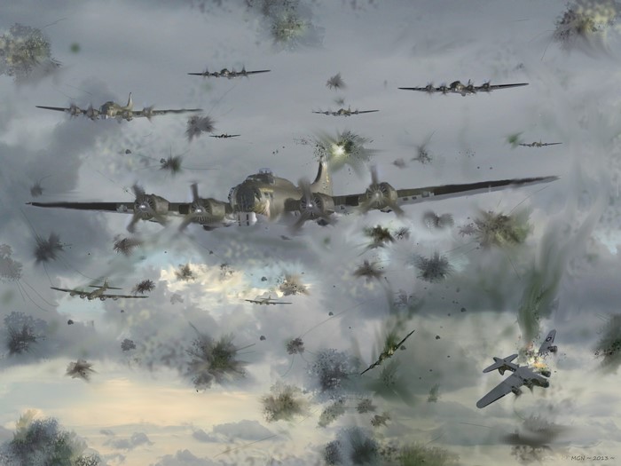 4K B-17 Airplanes in Battle