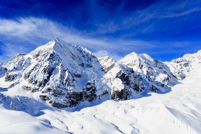 Snowy Mountains Scenery with Blue Sky