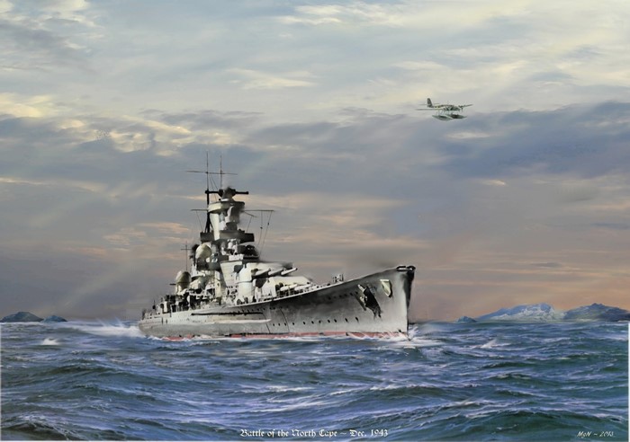 German Battleship Scharnhorst in the Battle of the North Cape