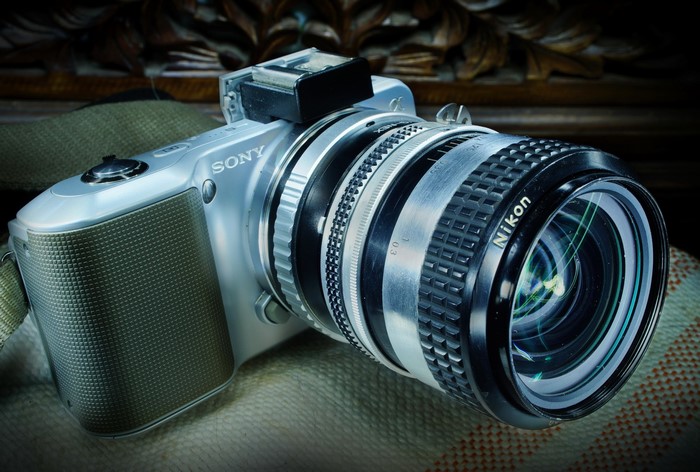 Sony A3000 camera with Nikon lens