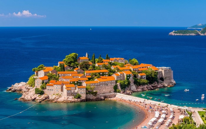 Sveti Stefan island resort, Montenegro, Adriatic Sea