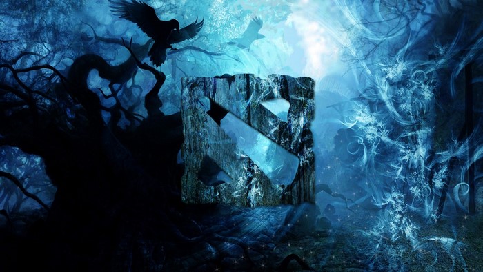Dota 2 Logo Emblem in a Dark Forest