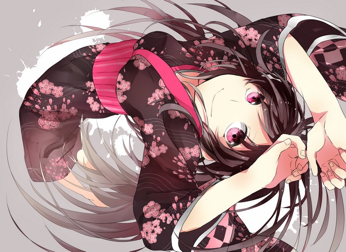 Hibiya in a floral kimono