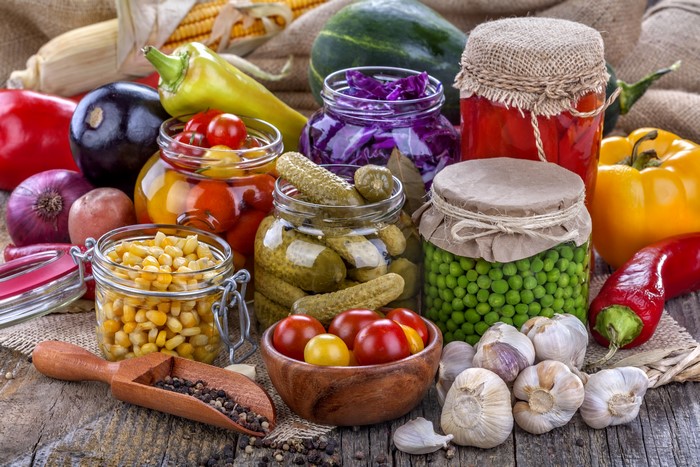 Assortment of Preserved Vegetables and Produce