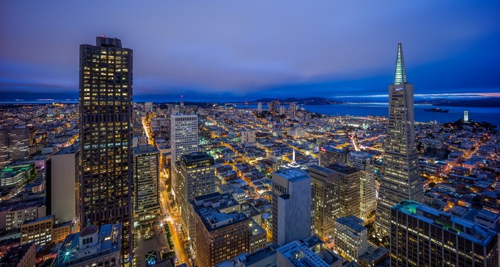 San Francisco skyline at night, California