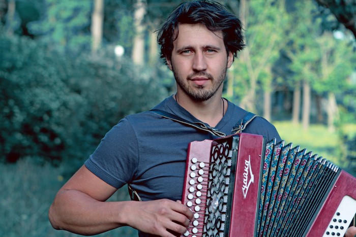 Igor Rasteriaev playing the accordion