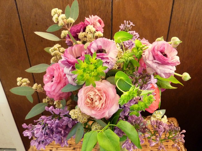 Pink Ranunculus and Lilac Bouquet