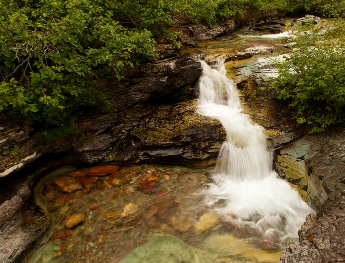 Waterfall in Glacier National Park, USA