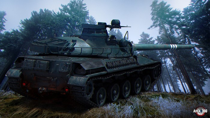 AMX 30B tank in a forest