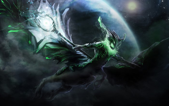 Outworld Devourer from DOTA 2 with a mage staff
