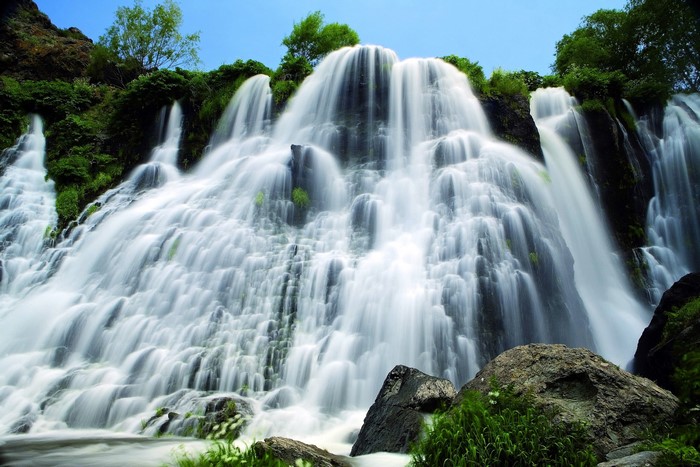 Waterfall cascading over rocks in Armenia