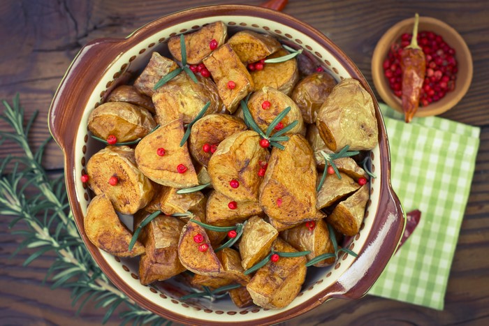 Roasted Potatoes with Rosemary and Pink Peppercorns