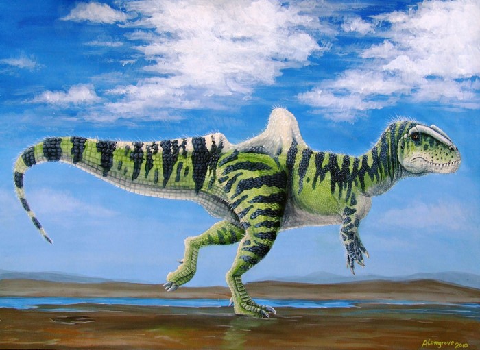 Spinosaurus dinosaur painting by Alexander Lovegrove
