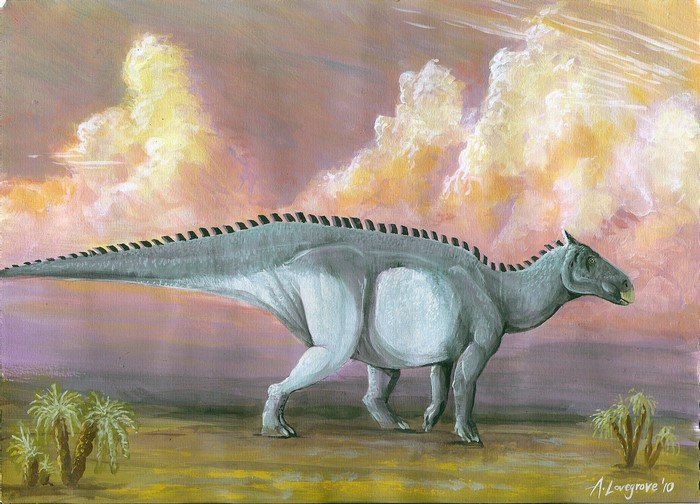 Painting of a dinosaur by Alexander Lovegrove