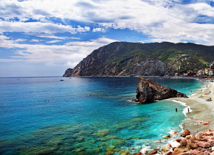 Beach and Mountains in Liguria, Italy