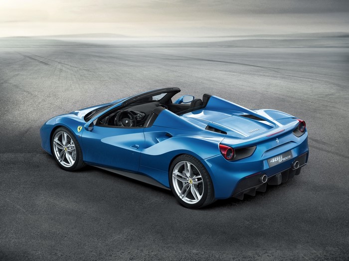 Blue Ferrari 488 Spider Convertible