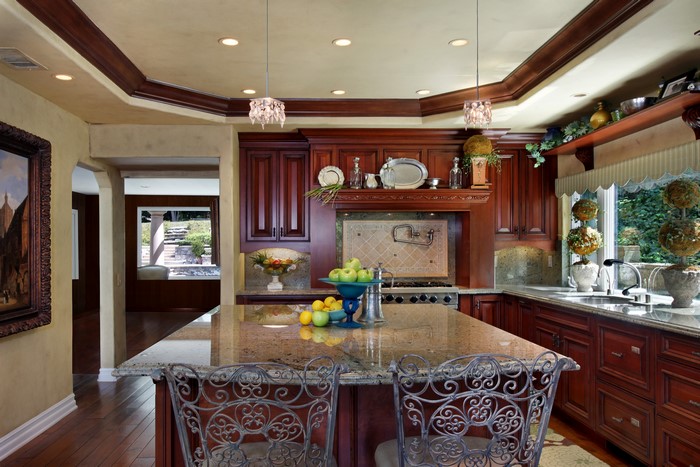 Kitchen Interior with Island and Fruit