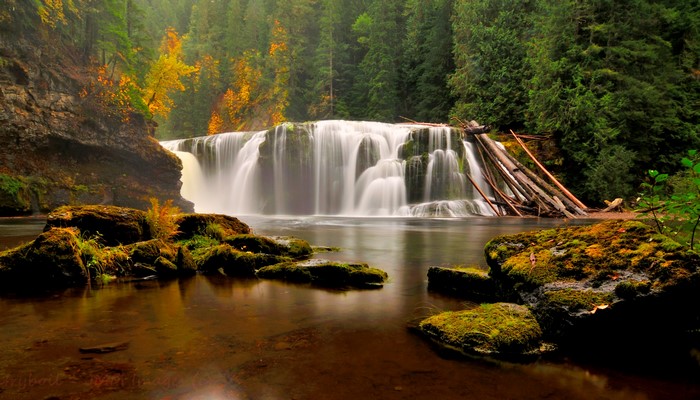 USA Waterfalls Stones Forests Washington