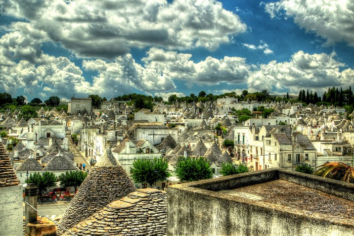 Alberobello Italy Houses Clouds HDR