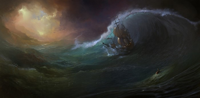 Sea Waves Ships