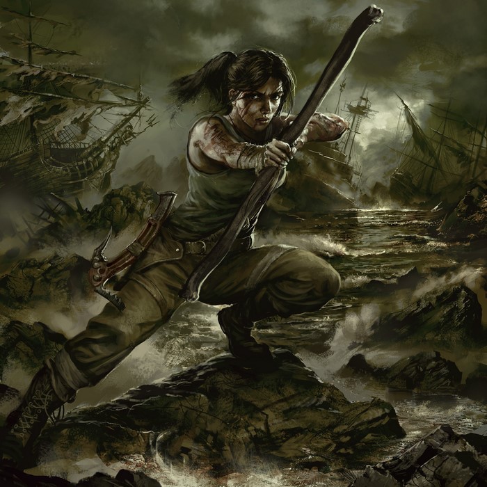 Lara Croft from Tomb Raider 2013 with a bow