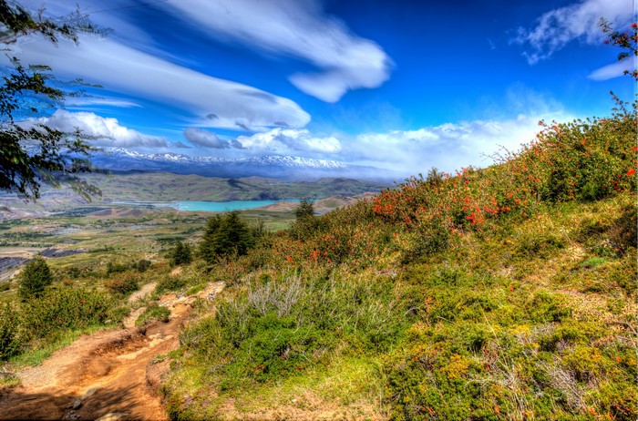 Patagonia, Chile HDR Scenery with Clouds
