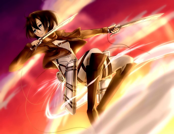 Mikasa Ackerman from Attack on Titan in action
