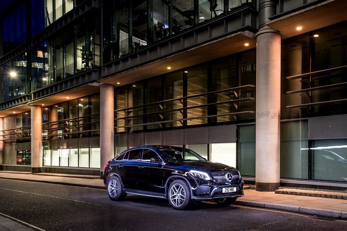 Black Mercedes-Benz GLE Coupe parked at night