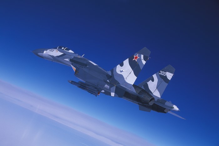 Sukhoi Su-27 fighter jet in flight