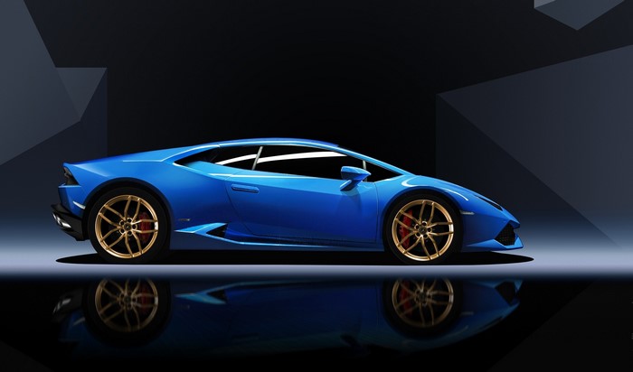 Blue Lamborghini Huracan side view