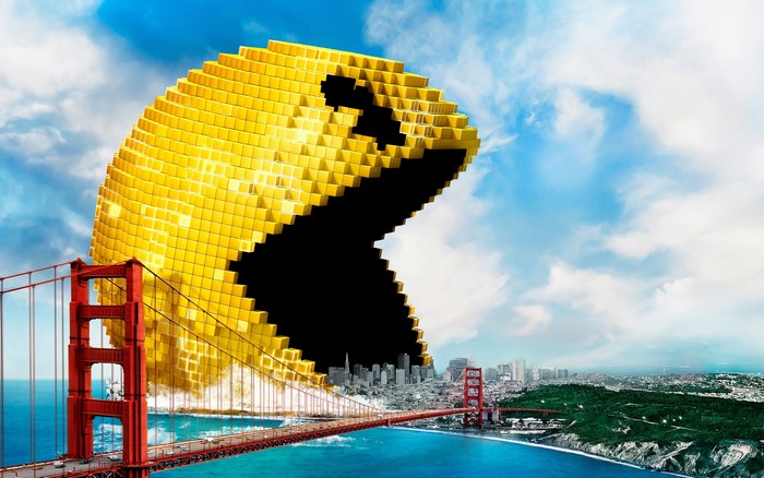 Pac-Man eating the Golden Gate Bridge and San Francisco