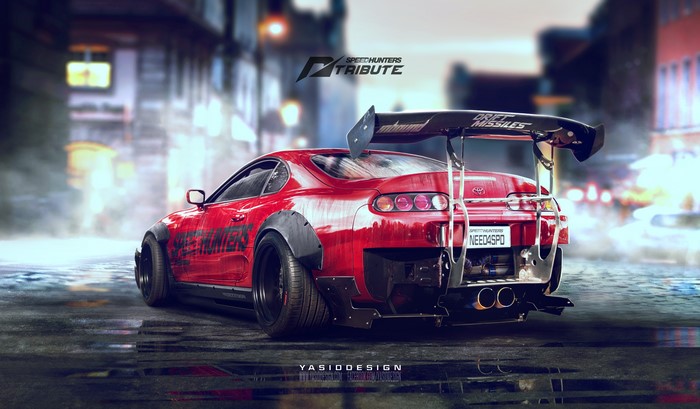 4K Red Toyota Supra Speedhunters Drift Spoiler